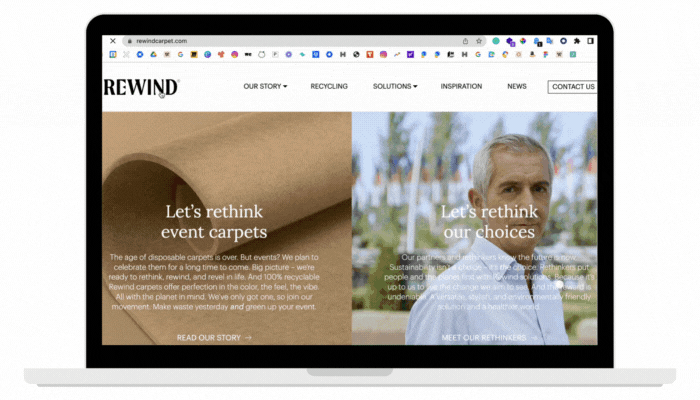 minimalist website with whitespace from Rewind 